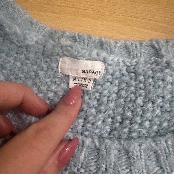 GARAGE light teal knitted sweater - Picture 2 of 5